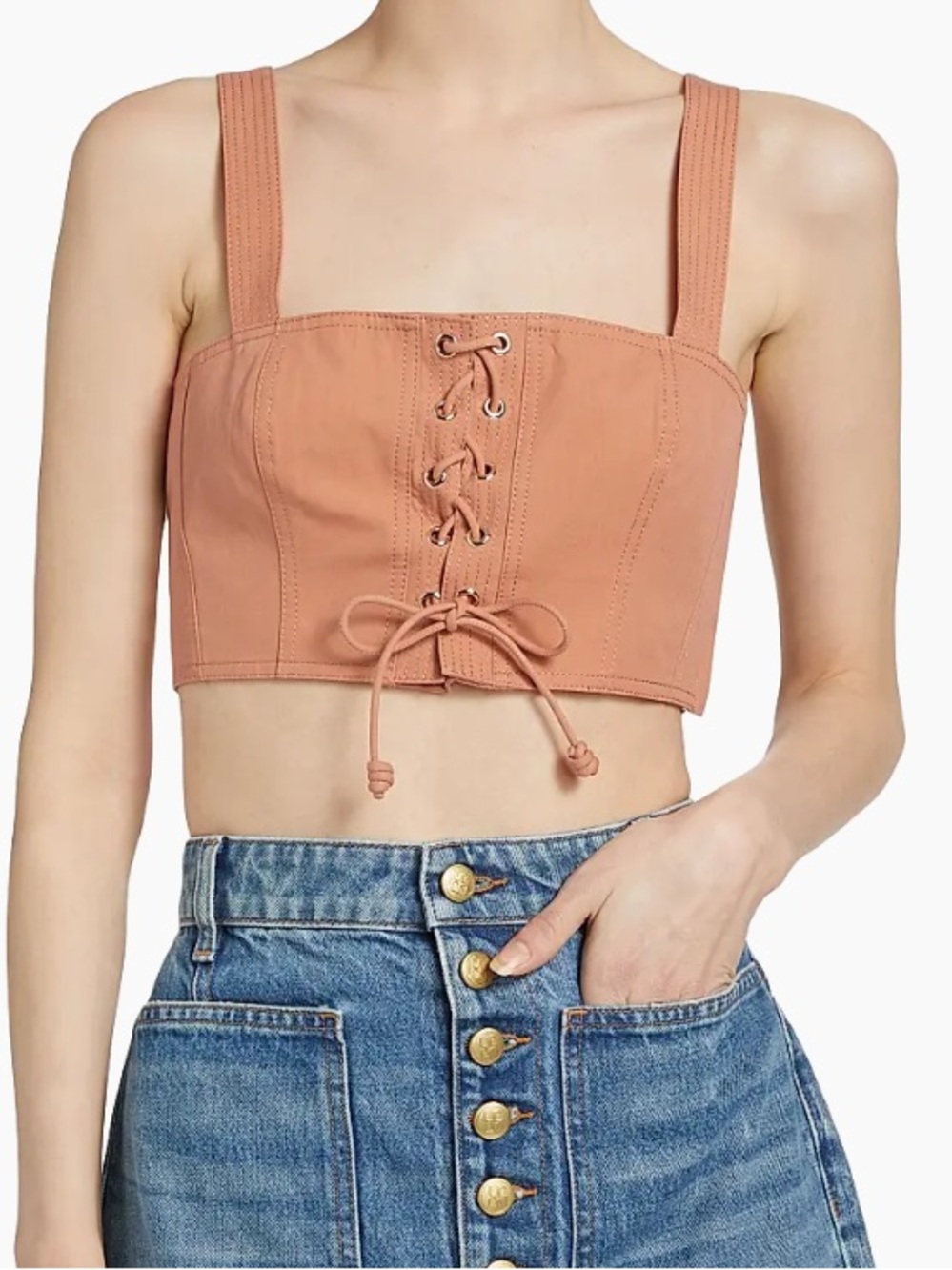 Ulla Johnson Isla Lace-Up Crop Tank Top 100% Cotton NWT Size 4